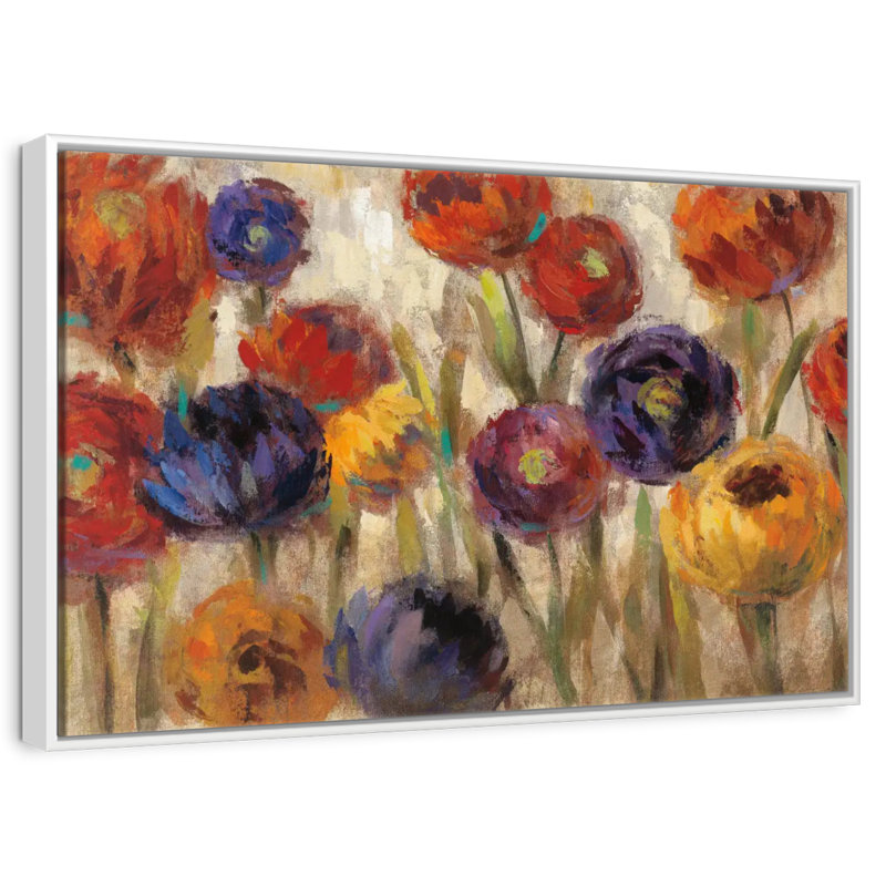 Asters et mamans, Cadre flottant blanc, 31 po x 21 po