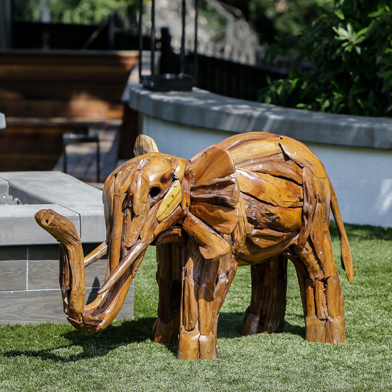 Bébé éléphant en teck 54 x 24 x 28 po