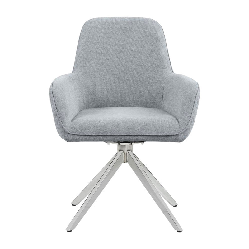 Élégante chaise de salle à manger grise avec base pivotante - Accoudoir rembourré, contemporain, élégant et moderne