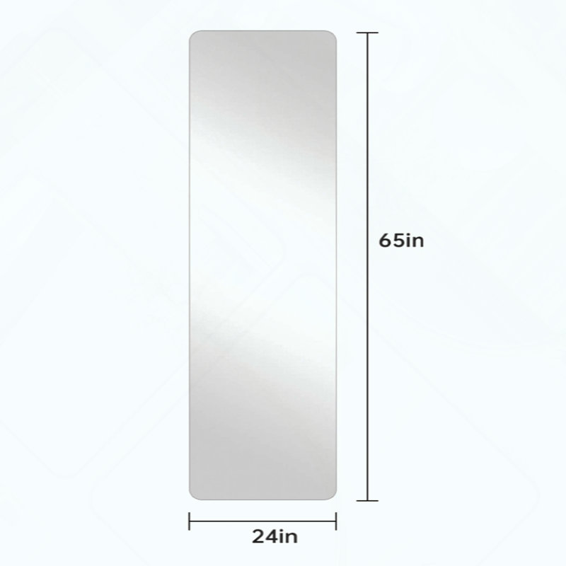 Full-Length Frameless Mirror with Rounded Corners, 64.9" x 23.62"
