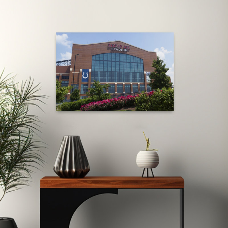 Facade Of The Lucas Oil Stadium Indianapolis Marion County Indiana USA by Matt Barnes - Wrapped Canvas Print
