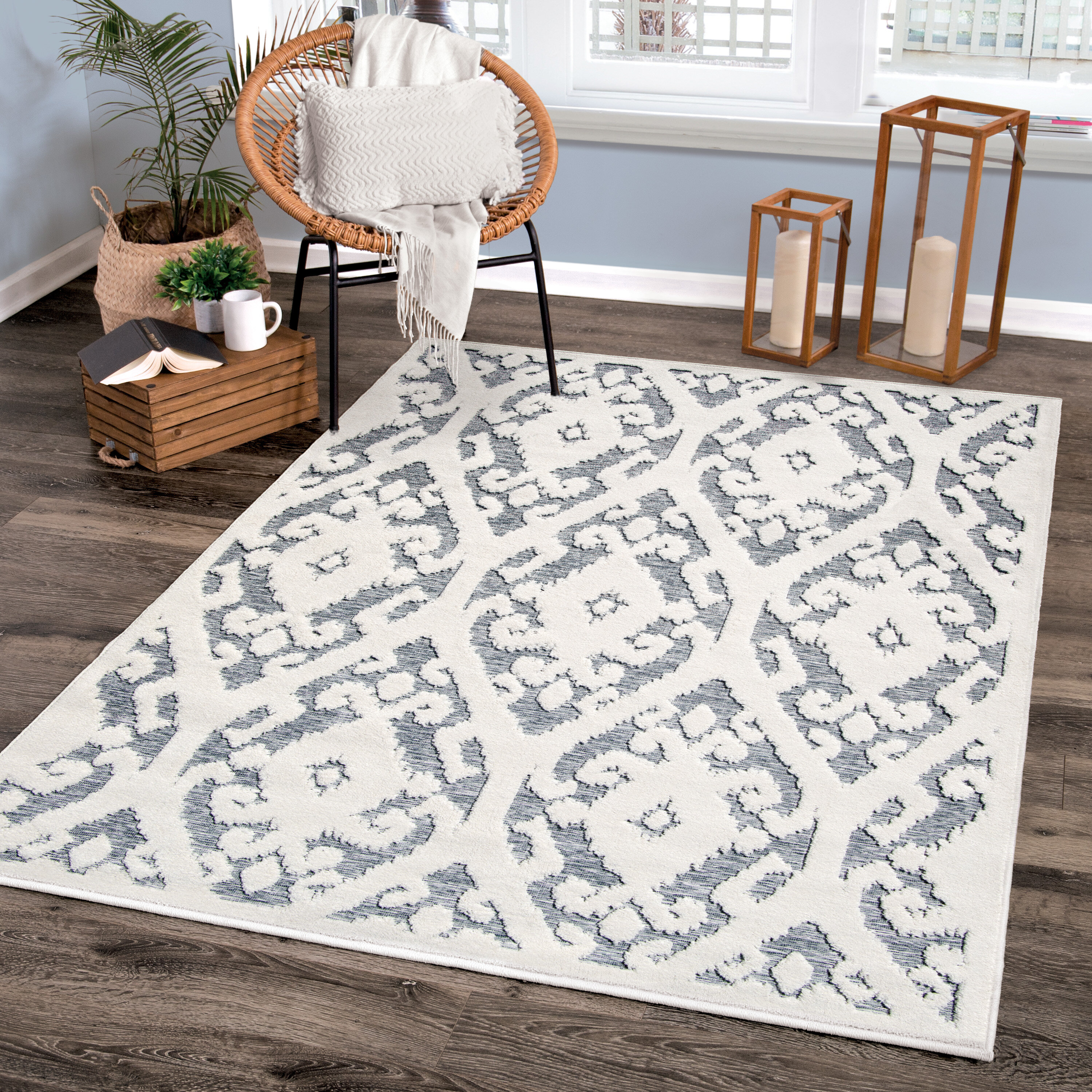 Bungalow Rose Mesidor Ikat Natural Skyview High Low Indoor Outdoor Rug |  Wayfair