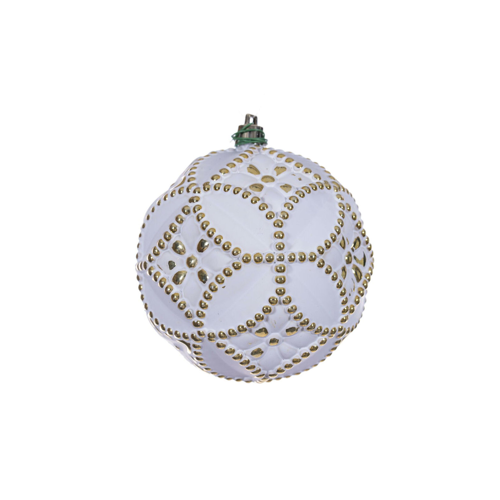 Etch Antique White Brush Ornament Set., Gold, 4" H x 4" W x 4" D