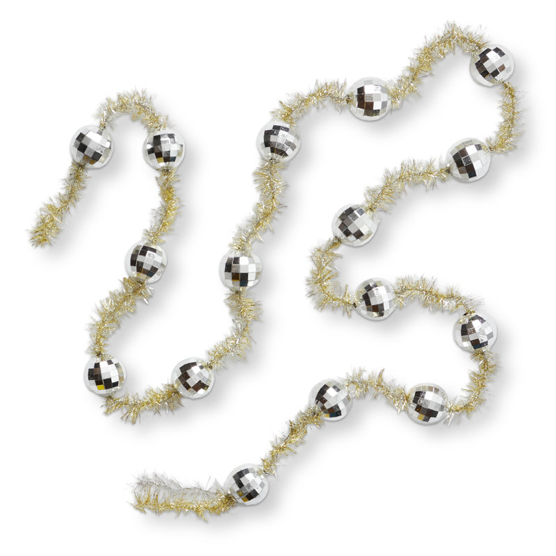 Disco Ball Garland Silver Plastic Christmas