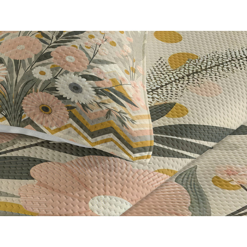 Polyester Floral Coverlet, King Coverlet + 2 Standard Shams