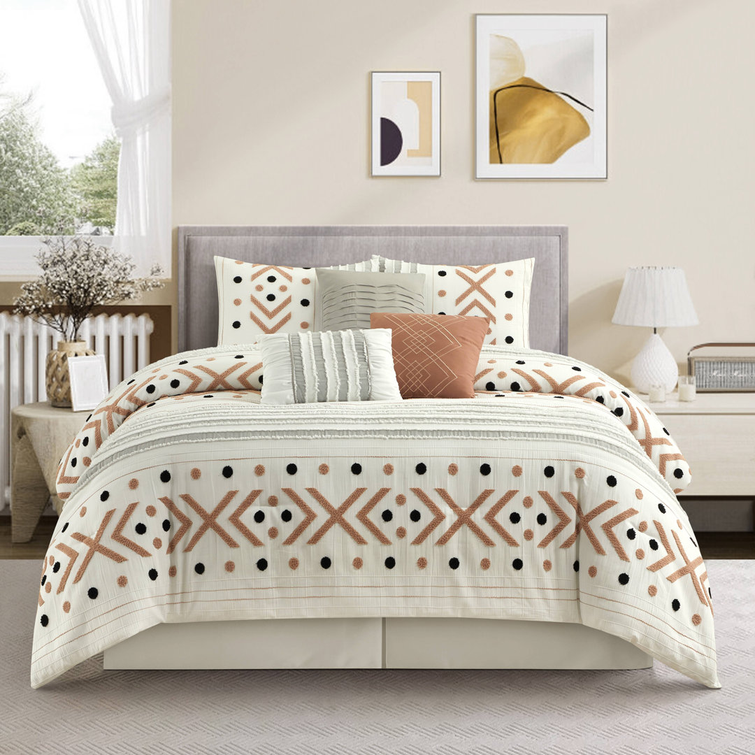 Olga Taupe Polyester 7 Piece Comforter Set Nanshing America, Inc