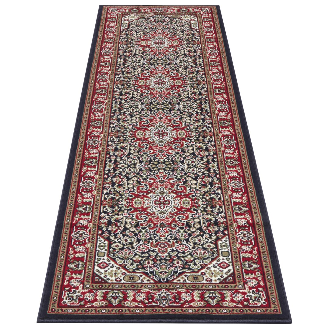 Skazar Isfahan Orient Teppich - Kurzflor Orientalisch für Wohnzimmer, Esszimmer, Flur - Navy