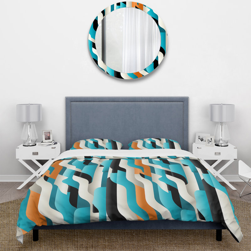 Ensemble de housse de couette en microfibre bleu et blanc, Housse de couette pour très grand lit et 2 très