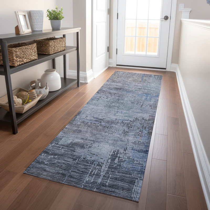 Tapis gris intérieur / extérieur lavable à la machine Claudian ACN1650, Tapis de couloir 2 pi 3 po x 7 pi 6 po