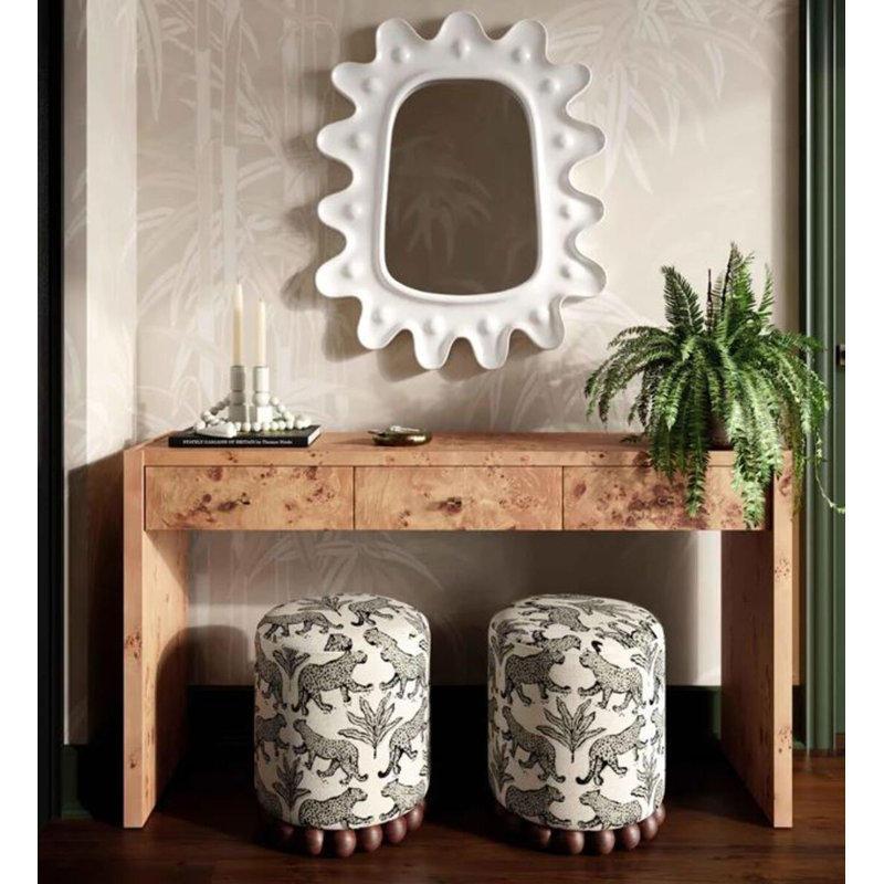 Leopard Print Fabric Round Ottoman