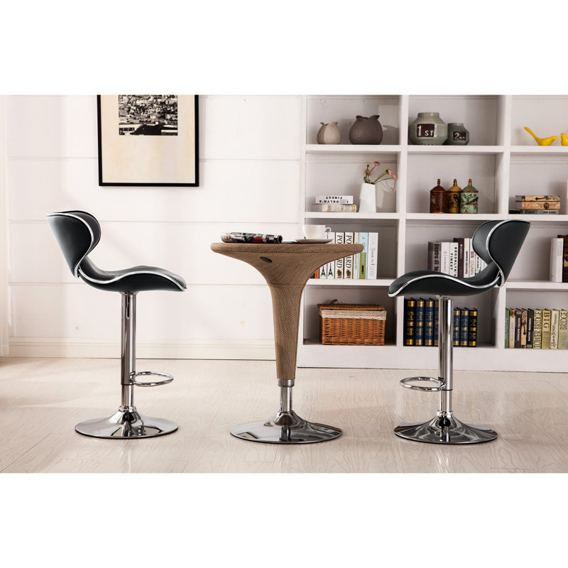De 2 revêtement pivotant réglable, gris - base et 360 degrés pour salon moderne, bar de salle à manger, bureau, extérieur 2 avec siège en similicuir, coussins, hauteur, mobilier de bar