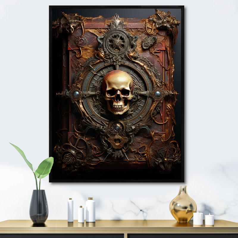 Impression sur toile pirate, thème du trésor nautique - livre de code pirate, H 32 po x l 24 po x P 1 po, Cadre flottant noir