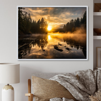 «Misty Morning Over The River with Golden Sunrise I», reproduction sur toile