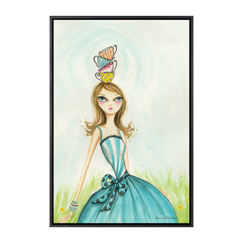 Art de noël à thé, H 26 po x l 18 po x P 1,5 po, Toile avec cadre noir patiné