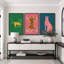 «Preppy Bright», «Pop Vibrant Bold Green Pink Blue Art, Chic Leopard Tiger», images murales colorées, 3 pièces encadrées, impression numérique sur toile, impression numérique sur toile giclée-91874676-91874674