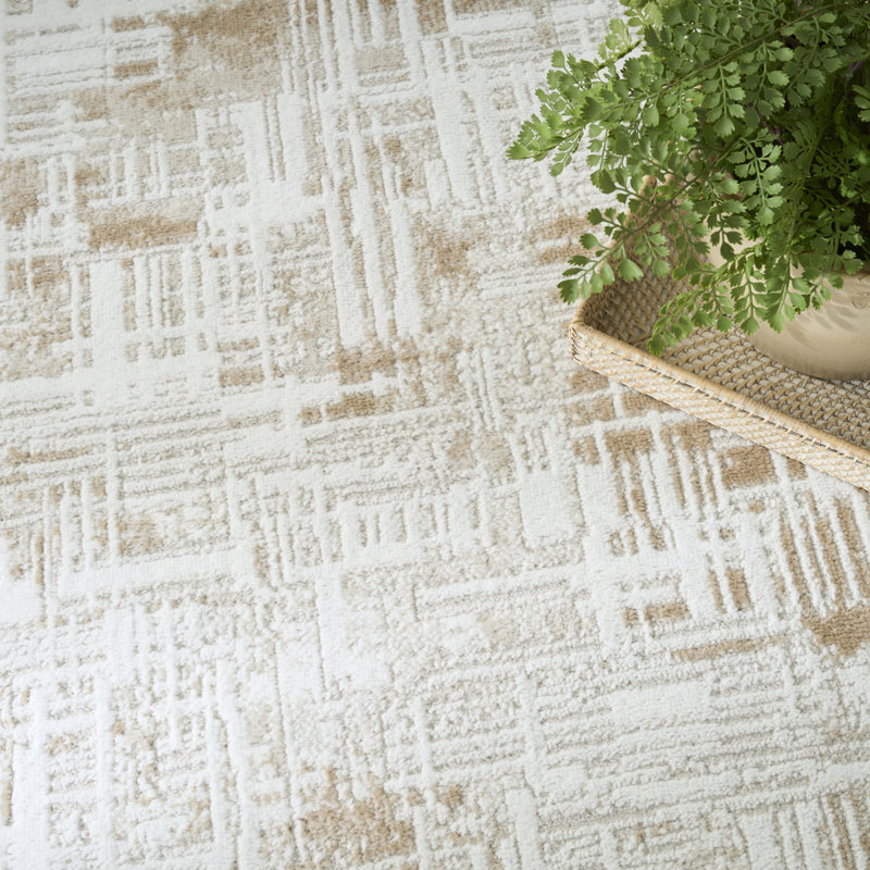 Lafever 7'10" x 9'10" Ivory Taupe Modern Indoor Rug, Rectangle 7'10" x 9'10"