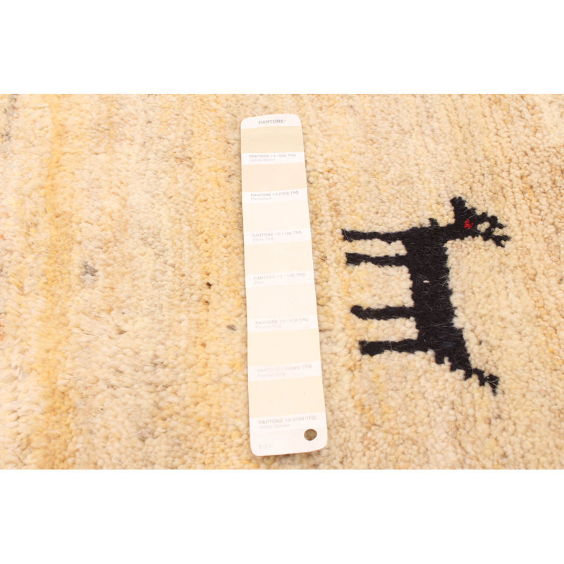 Tapis beige Kashkuli Gabbeh 4 pi 9 po x 6 pi 3 po
