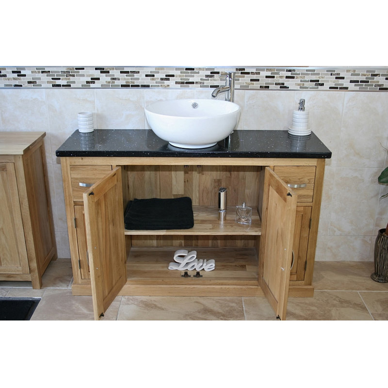 Amani 1231mm Single Bathroom Vanity with Vessel Ceramic Basin, Black