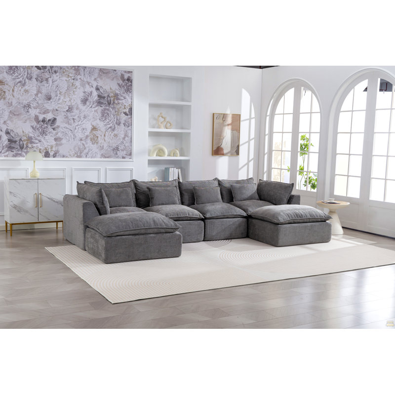 Canapé modulaire surdimensionné de 129,8 po de large avec canapé modulaire True Relax Comfy et sièges larges et profonds