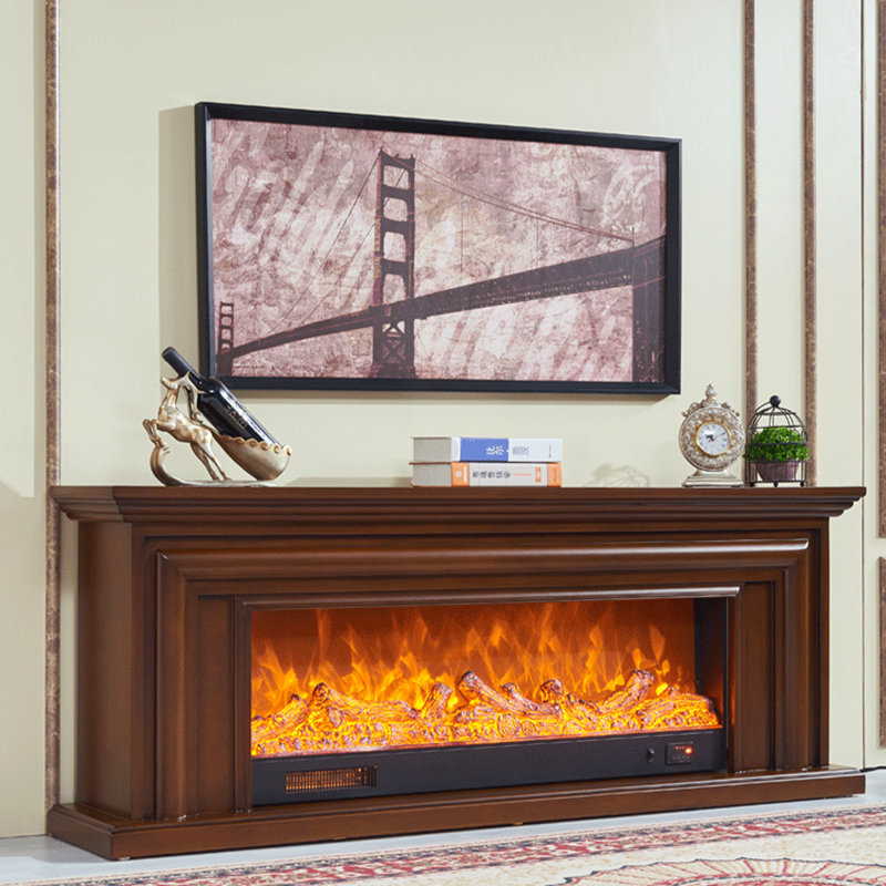 Foyer en bois massif noyer, Noir, H 27,56 po x l 70,87 po x P 12,99 po