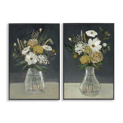  Muted Bouquet Vases 2 PC Giclee Art Set by Hannah Dawson