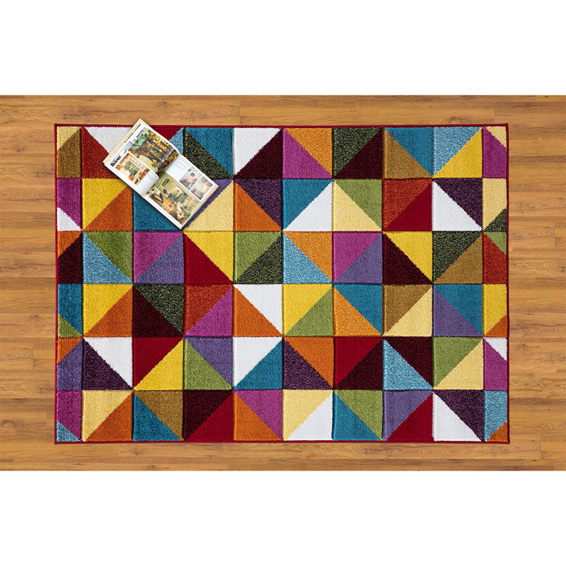 Multi Colour Geometric Area Rug, Rectangle 120 x 170cm