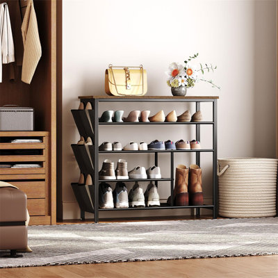 Shoe Rack, 5-Tier Shoe Rack Storage With Side Pockets