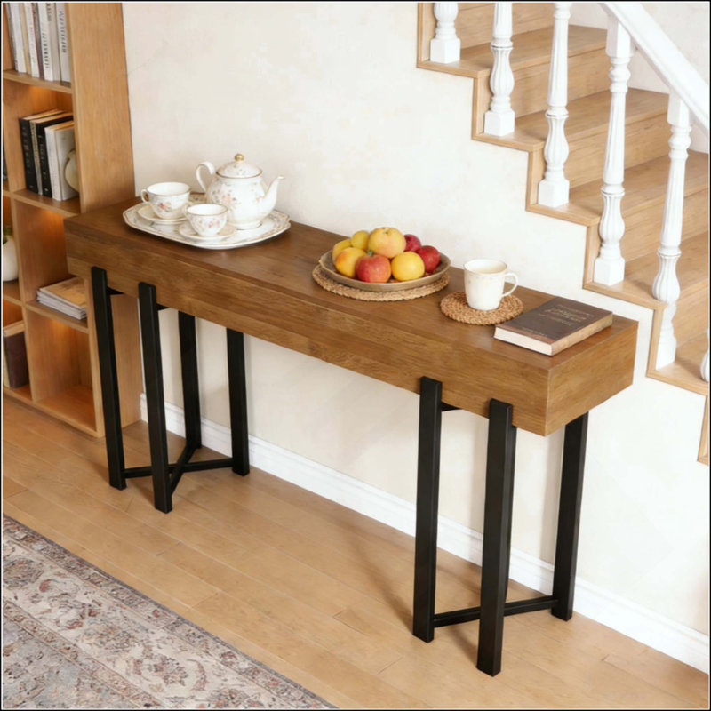 Foyer Table,Rustic Console Table,Hallway Table,Sofa Table,Display Shelf, Rustic Brown