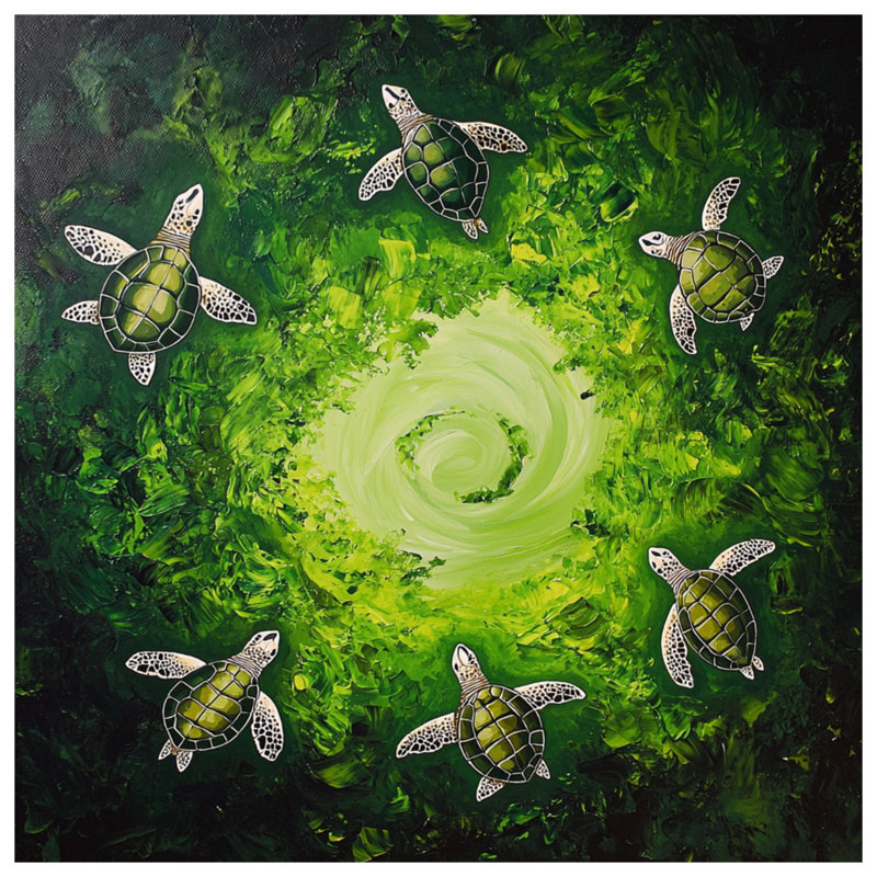Rideaux de fenêtre Green Sea Turtles Swirl, 50 po x 92 po - 1 panneau, Transparent