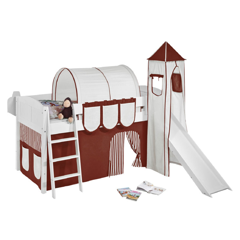 Basic Mid Sleeper Bed with Curtain, Brown/Beige