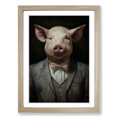 Pig Contemporary - Single Picture Frame Print on Wood