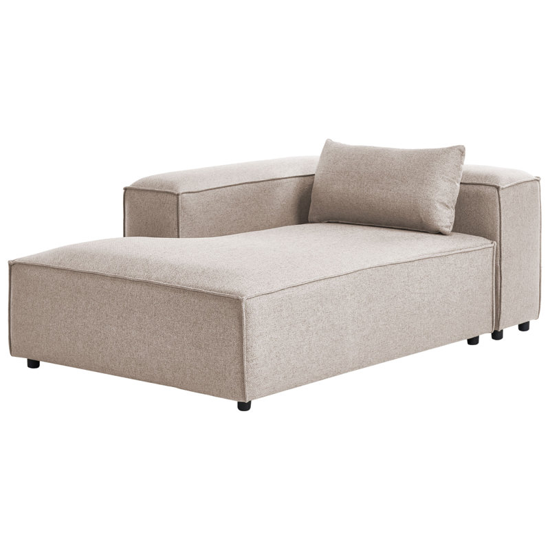 BRANDE Upholstered Chaise Lounge, Light Brown, Right Hand Facing