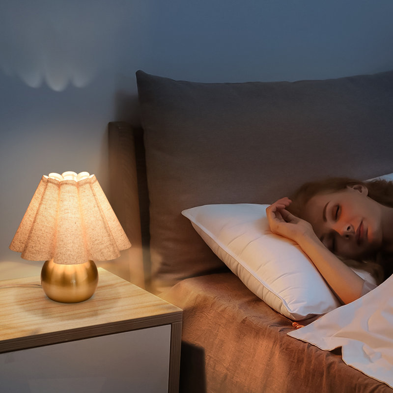 Lampe de table Lenee, Or, Beige, Oui