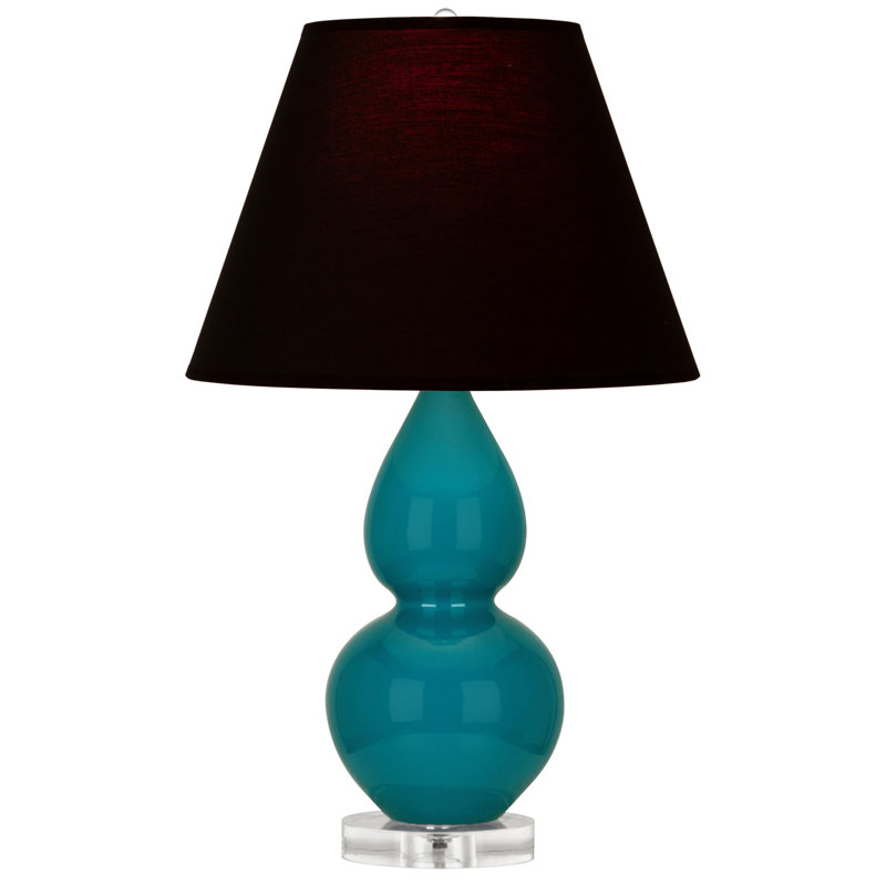 Petite lampe d'appoint à double gourde, Paon, Noir / Rouge