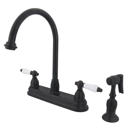 Kingston Brass Restoration Two-Handle 4-Hole 8" Centerset Kitchen Faucet with Side Sprayer Kingston Brass 