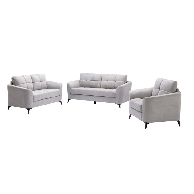 Ensemble de canapé-lit en tissu tissé Carlotta, Gris clair