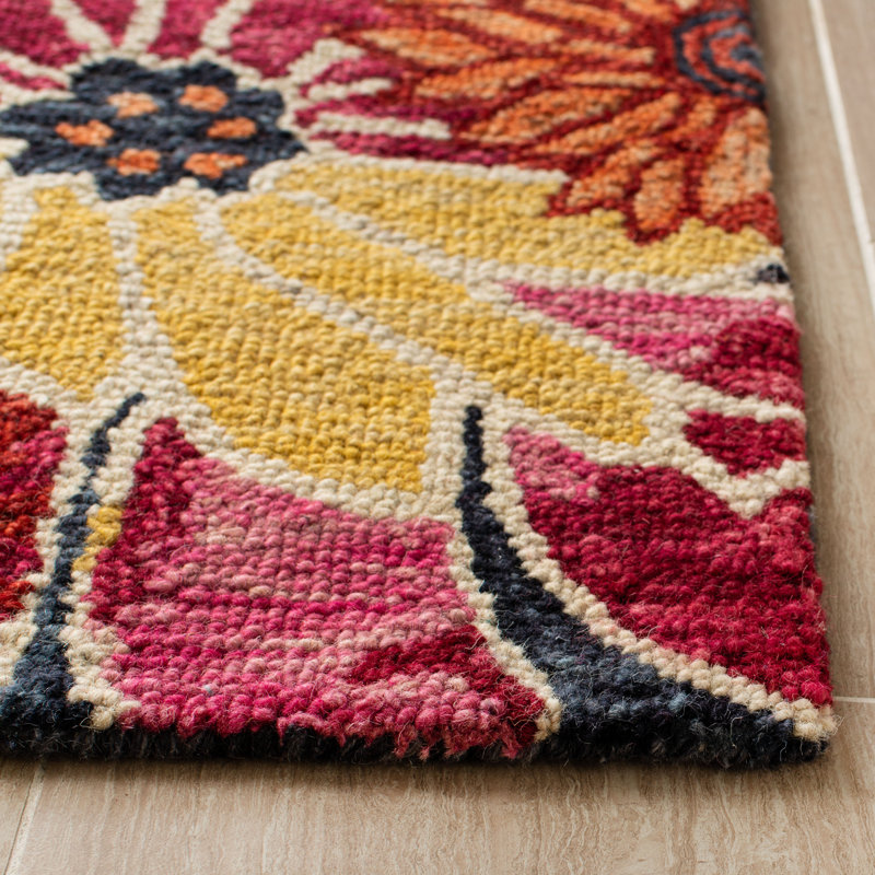 Tapis floral en laine touffeté à la main Sisag, Rectangulaire 3 pi x 5 pi