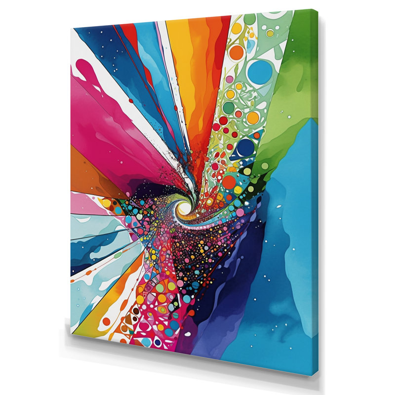 Coloré coloré Tie Dye Insimped 1 - décoration murale abstraite, L 12 po x H 20 po, Toile tendue