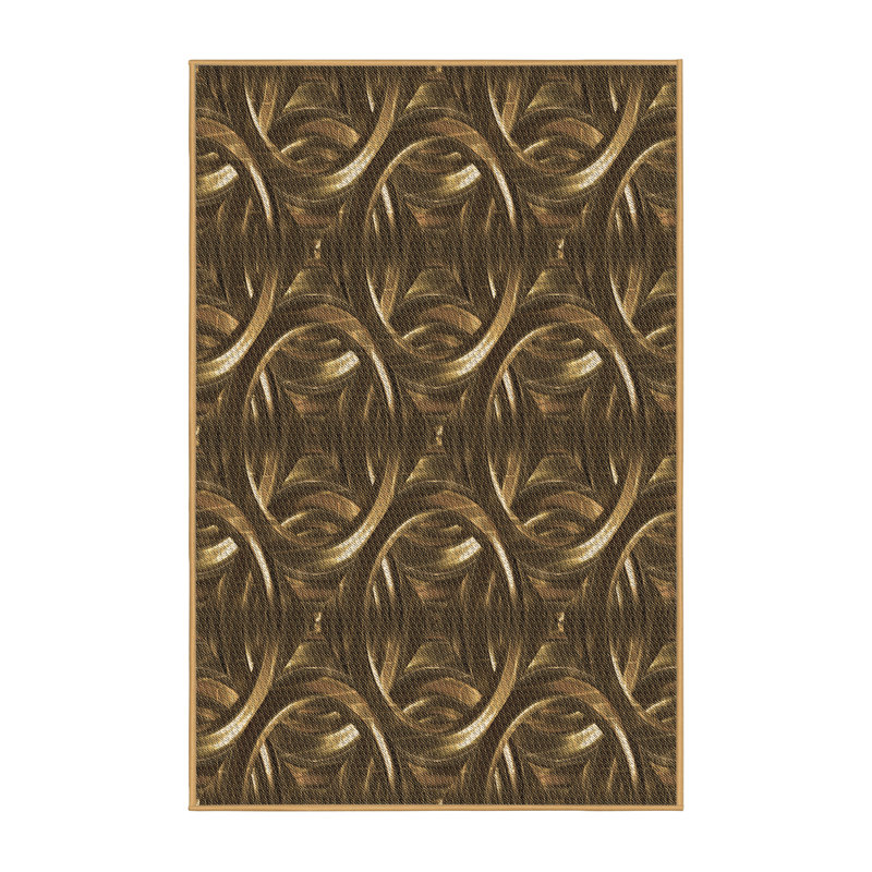 Tapis géométrique en laine brun, Rectangle 2 pi x 4 pi
