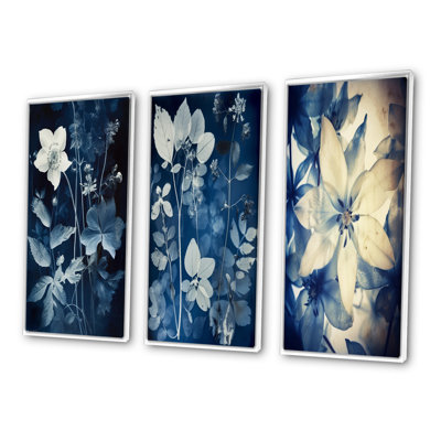 «Vintage Botanical Autumn Leaves Faded Blue», 3 pièces