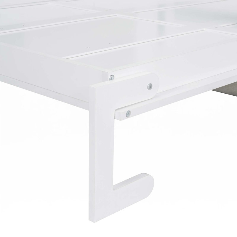 Lit escamotable double pleine grandeur avec coussin, Complète, Blanc
