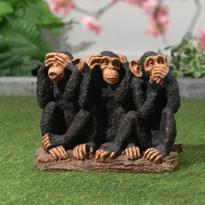 Statue de famille à singe « see/speak no malveillant »