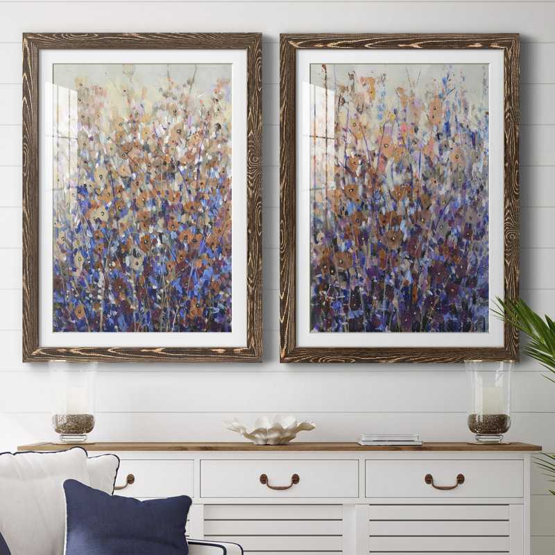Fall Wildflowers I Premium encadré mat - prêt à être accroché, Cadre noyer, H 24 po x l 40 po x P 1 po