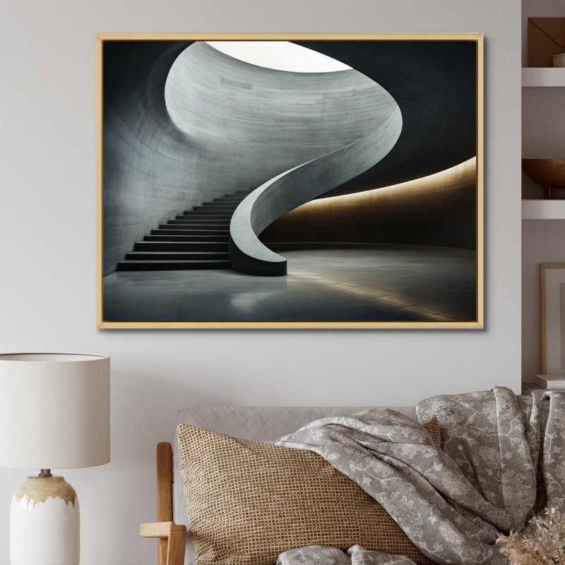 «Grey Concrete Canvas Subtle II», reproduction d'art sur toile, Cadre naturel flottant, H 24 po x l 32 po x P 1 po