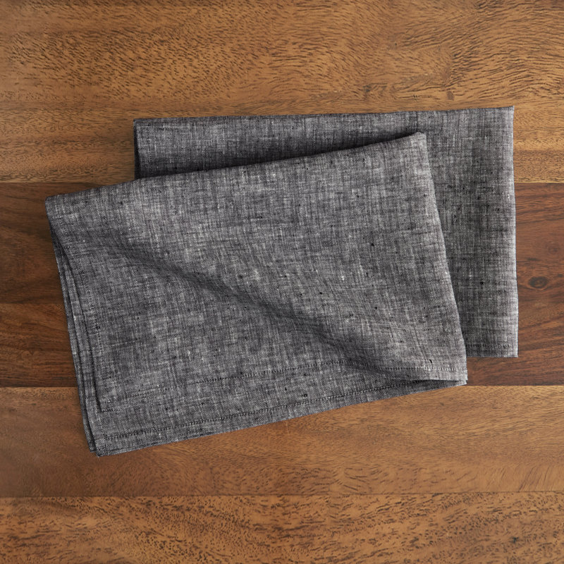 100% Pure Linen Kitchen Towels - Athena, Chambray Black