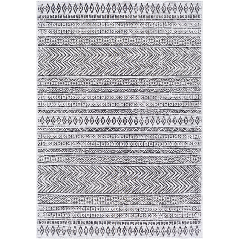 Indoor & Outdoor Modern Boho Black Rug, Rectangle 130 x 180cm