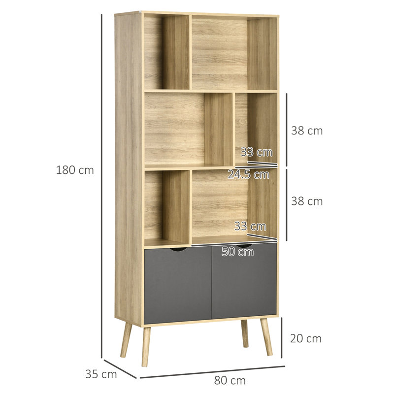 Sparta 180cm H x 80cm W Geometric Bookcase