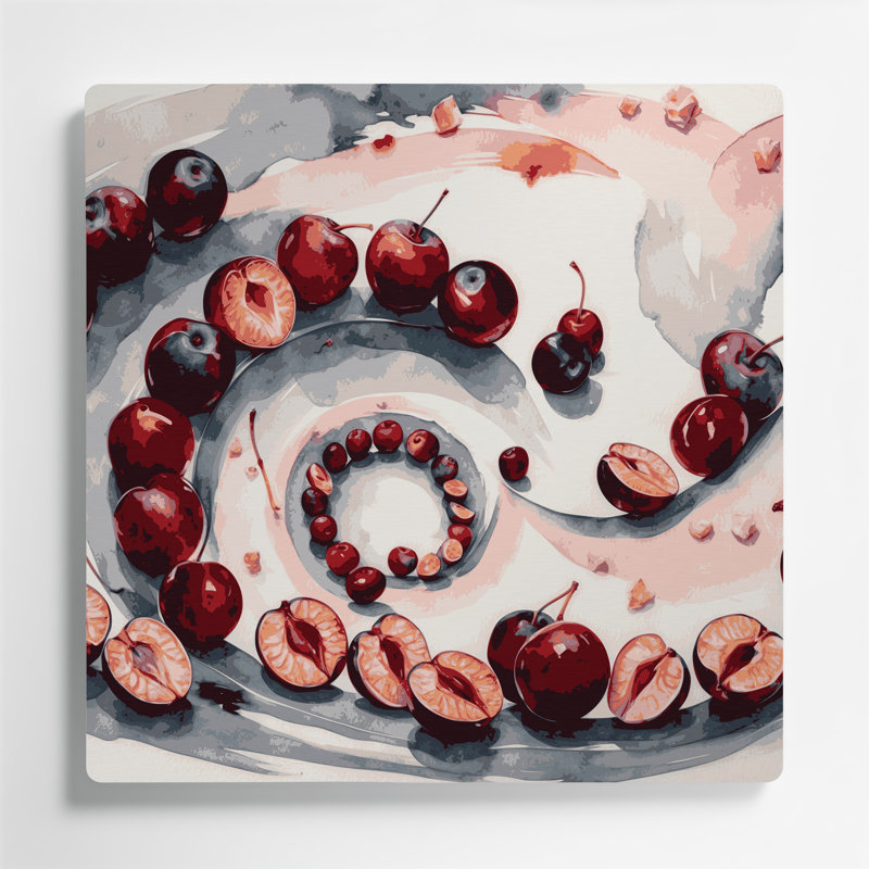Art mural en métal Fruit Umeboshi, H 8 po x l 8 po