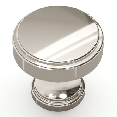 Poignée ronde de la collection Brownstone - bouton d'armoire de 1-1 / 4 po de diamètre en nickel poli - Quincaillerie transitionnelle pour tiroirs et armoires