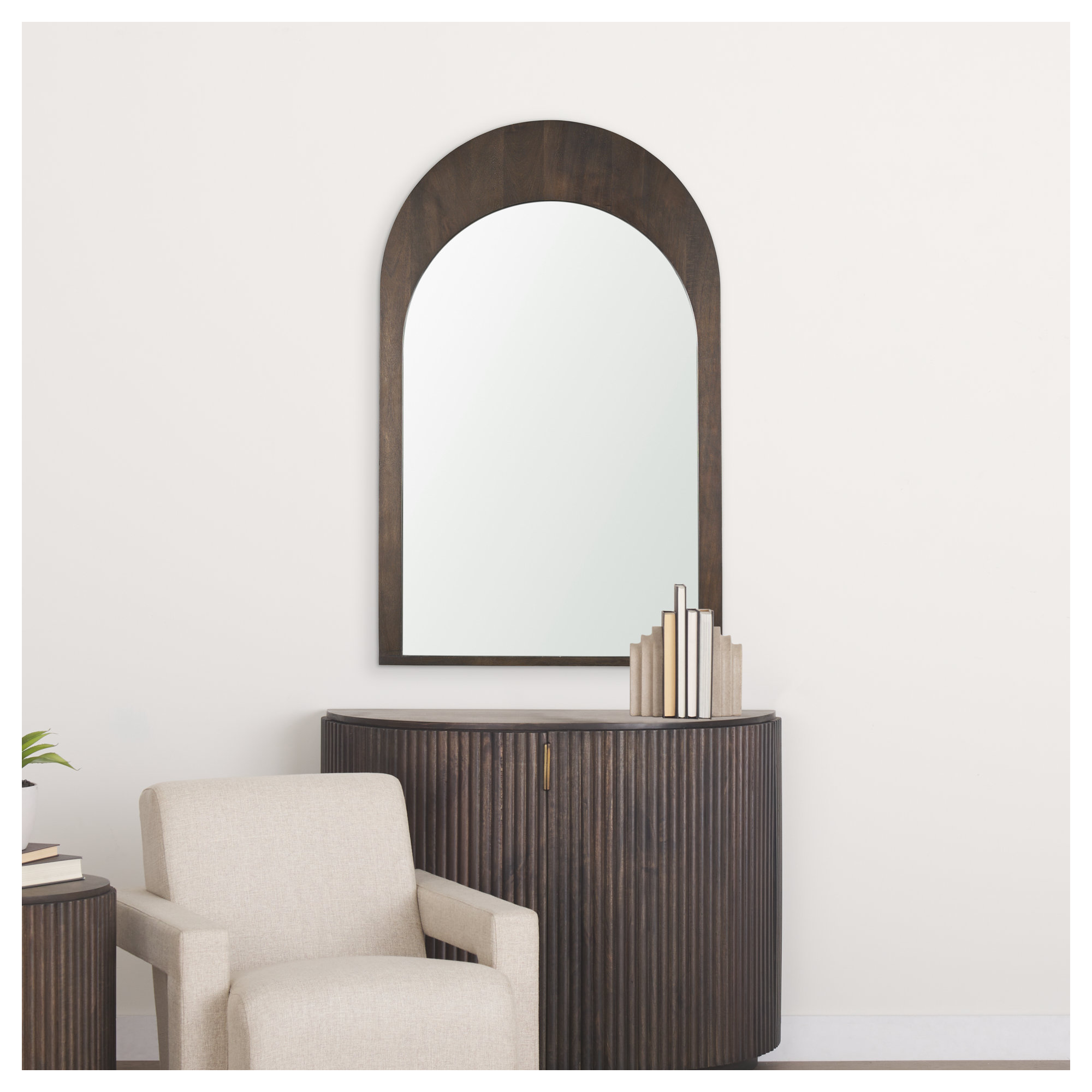 Vixe Solid Wood Mirror, Dark Brown, 48" x 30"